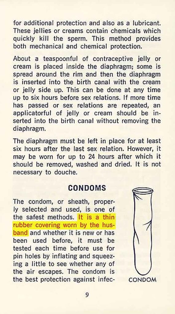 Photo of a historical informational sheet about the use of condoms.