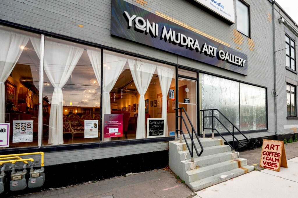 Photo of the front entrance of the Yoni Mudra Art Gallery in Kitchener, Ontario.