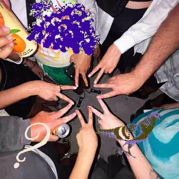 Cover art for the alternative single "VELVET COLLAPSE" by FRANKIE FLOWERS. Depicts a group of people forming a star with their hands.